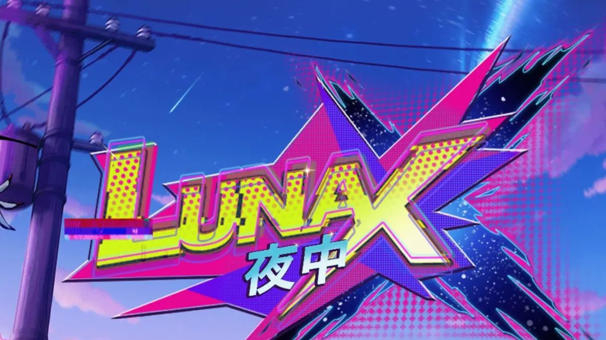 Luna X slot game interface with neon cyberpunk anime theme