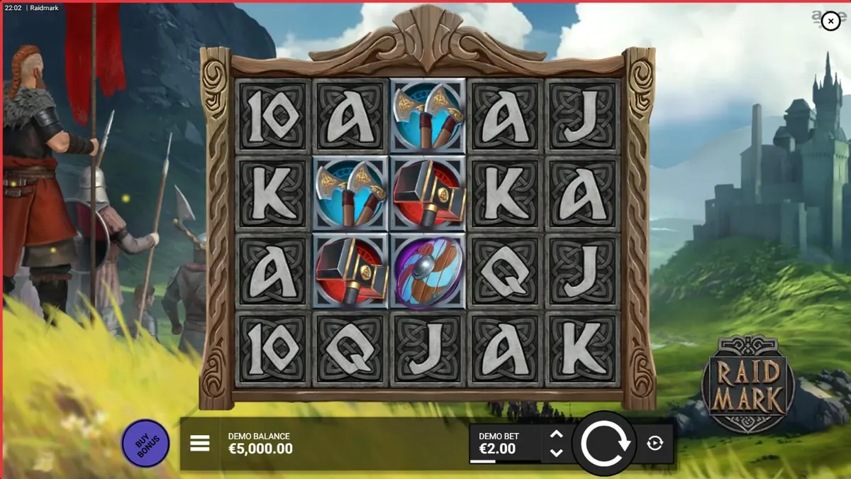 Raidmark slot game Viking theme interface